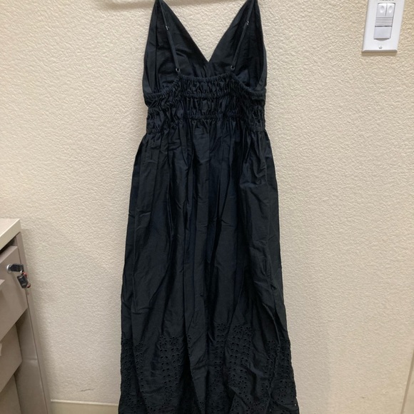 J crew cotton smocked waist midi dress 2023 black tall Small. - Picture 3 of 3